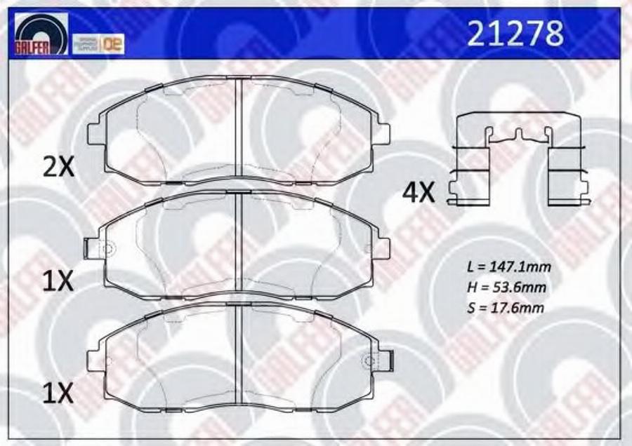 Galfer 21278 - Bremžu uzliku kompl., Disku bremzes autodraugiem.lv