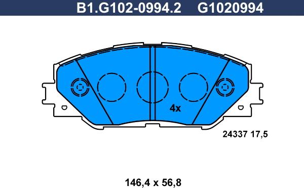 Galfer B1.G102-0994.2 - Bremžu uzliku kompl., Disku bremzes autodraugiem.lv