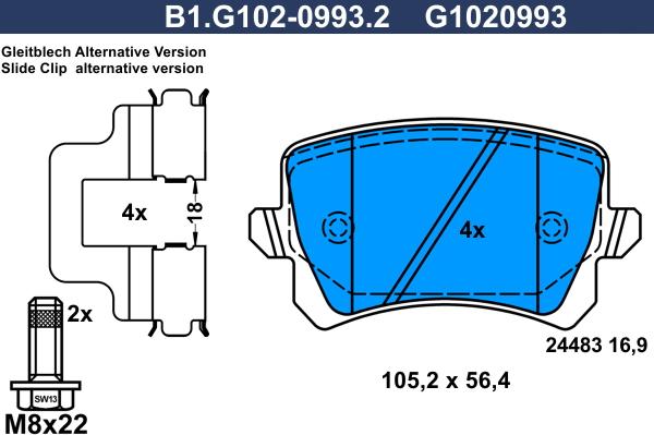 Galfer B1.G102-0993.2 - Bremžu uzliku kompl., Disku bremzes autodraugiem.lv