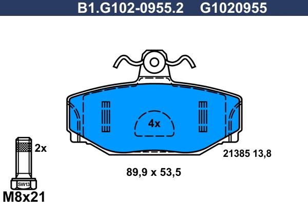 Galfer B1.G102-0955.2 - Bremžu uzliku kompl., Disku bremzes autodraugiem.lv