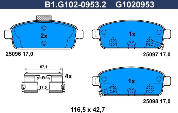 Galfer B1.G102-0953.2 - Bremžu uzliku kompl., Disku bremzes autodraugiem.lv