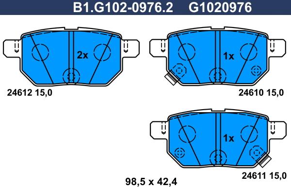 Galfer B1.G102-0976.2 - Bremžu uzliku kompl., Disku bremzes autodraugiem.lv