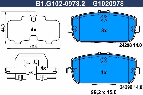 Galfer B1.G102-0978.2 - Bremžu uzliku kompl., Disku bremzes autodraugiem.lv