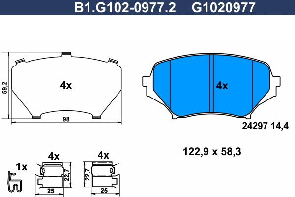 Galfer B1.G102-0977.2 - Bremžu uzliku kompl., Disku bremzes autodraugiem.lv