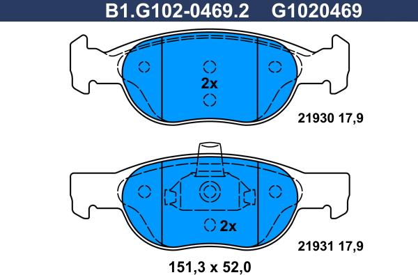 Galfer B1.G102-0469.2 - Bremžu uzliku kompl., Disku bremzes autodraugiem.lv