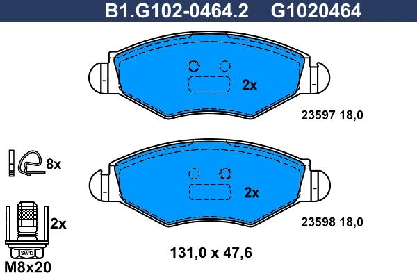 Galfer B1.G102-0464.2 - Bremžu uzliku kompl., Disku bremzes autodraugiem.lv
