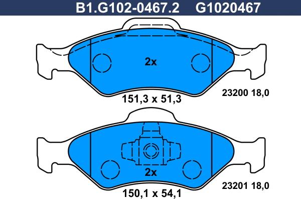 Galfer B1.G102-0467.2 - Bremžu uzliku kompl., Disku bremzes autodraugiem.lv