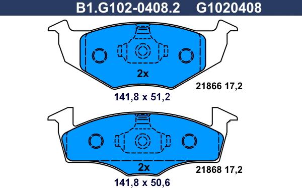 Galfer B1.G102-0408.2 - Bremžu uzliku kompl., Disku bremzes autodraugiem.lv