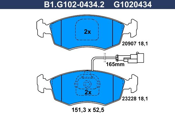 Galfer B1.G102-0434.2 - Bremžu uzliku kompl., Disku bremzes autodraugiem.lv