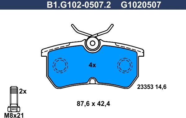 Galfer B1.G102-0507.2 - Bremžu uzliku kompl., Disku bremzes autodraugiem.lv