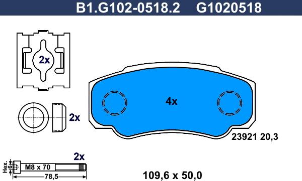 Galfer B1.G102-0518.2 - Bremžu uzliku kompl., Disku bremzes autodraugiem.lv