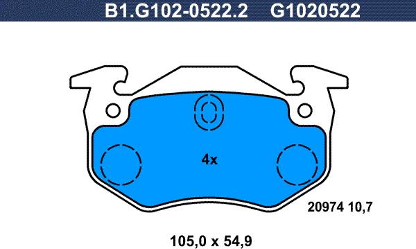 Galfer B1.G102-0522.2 - Bremžu uzliku kompl., Disku bremzes autodraugiem.lv