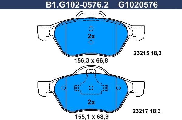 Galfer B1.G102-0576.2 - Bremžu uzliku kompl., Disku bremzes autodraugiem.lv