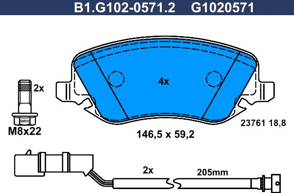 Galfer B1.G102-0571.2 - Bremžu uzliku kompl., Disku bremzes autodraugiem.lv