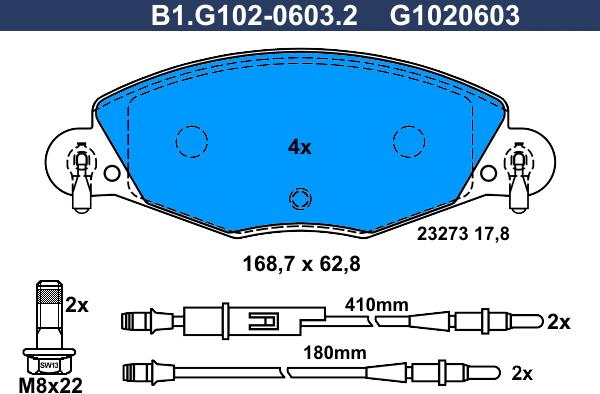 Galfer B1.G102-0603.2 - Bremžu uzliku kompl., Disku bremzes autodraugiem.lv