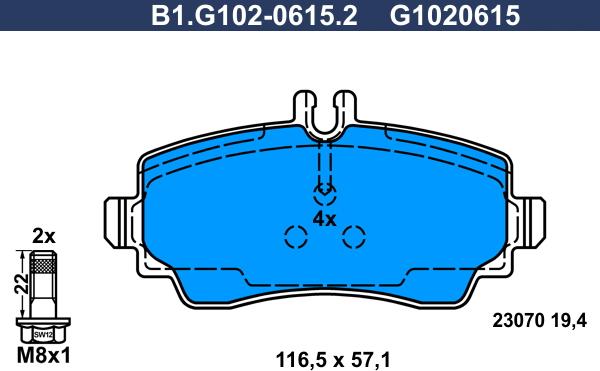 Galfer B1.G102-0615.2 - Bremžu uzliku kompl., Disku bremzes autodraugiem.lv