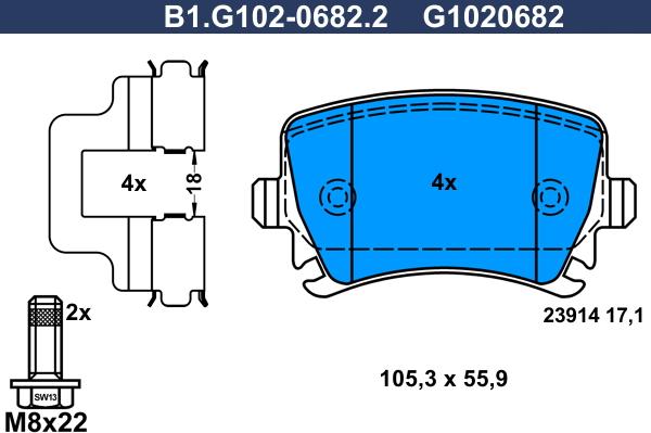 Galfer B1.G102-0682.2 - Bremžu uzliku kompl., Disku bremzes autodraugiem.lv