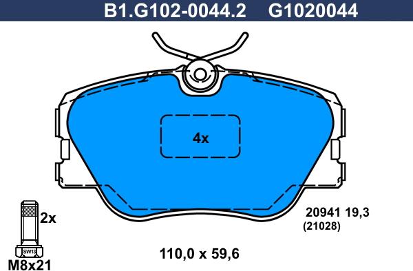 Galfer B1.G102-0044.2 - Bremžu uzliku kompl., Disku bremzes autodraugiem.lv