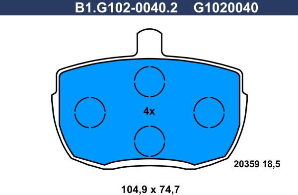 Galfer B1.G102-0040.2 - Bremžu uzliku kompl., Disku bremzes autodraugiem.lv