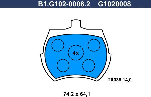 Galfer B1.G102-0008.2 - Bremžu uzliku kompl., Disku bremzes autodraugiem.lv