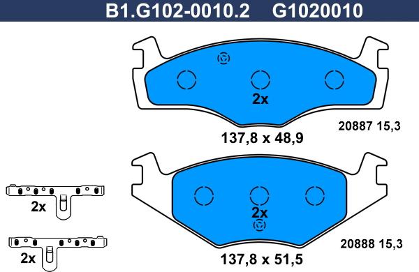 Galfer B1.G102-0010.2 - Bremžu uzliku kompl., Disku bremzes autodraugiem.lv