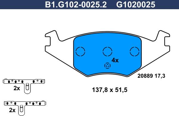 Galfer B1.G102-0025.2 - Bremžu uzliku kompl., Disku bremzes autodraugiem.lv