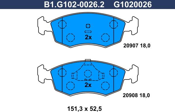 Galfer B1.G102-0026.2 - Bremžu uzliku kompl., Disku bremzes autodraugiem.lv