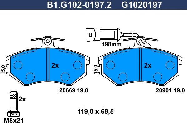 Galfer B1.G102-0197.2 - Bremžu uzliku kompl., Disku bremzes autodraugiem.lv