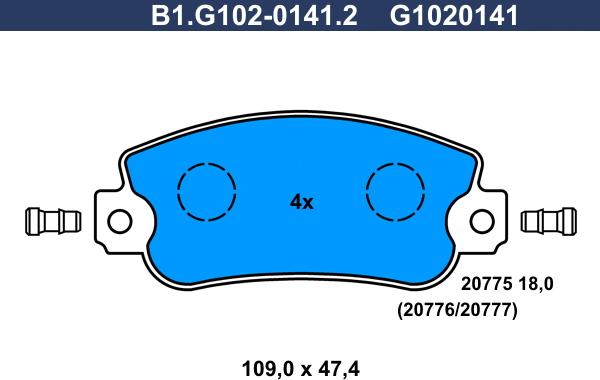 Galfer B1.G102-0141.2 - Bremžu uzliku kompl., Disku bremzes autodraugiem.lv