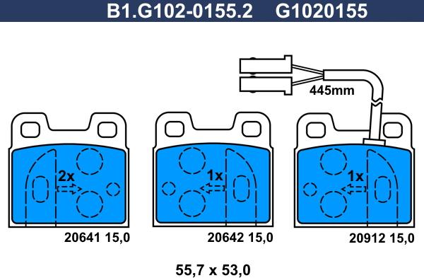 Galfer B1.G102-0155.2 - Bremžu uzliku kompl., Disku bremzes autodraugiem.lv