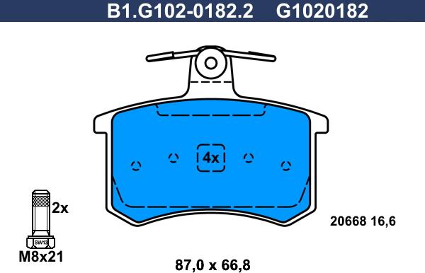 Galfer B1.G102-0182.2 - Bremžu uzliku kompl., Disku bremzes autodraugiem.lv