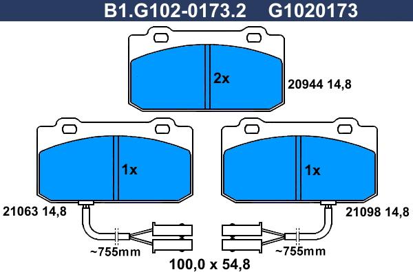 Galfer B1.G102-0173.2 - Bremžu uzliku kompl., Disku bremzes autodraugiem.lv