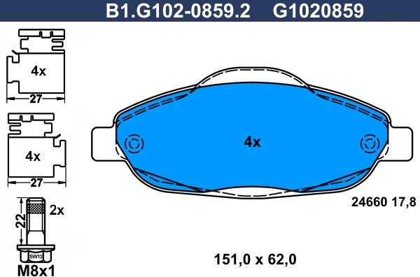 Galfer B1.G102-0859.2 - Bremžu uzliku kompl., Disku bremzes autodraugiem.lv