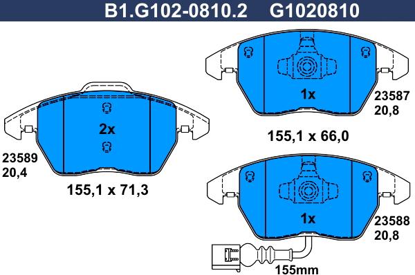 Galfer B1.G102-0810.2 - Bremžu uzliku kompl., Disku bremzes autodraugiem.lv