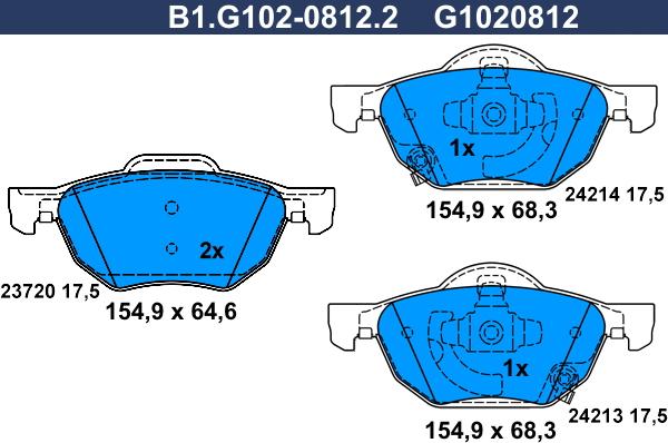Galfer B1.G102-0812.2 - Bremžu uzliku kompl., Disku bremzes autodraugiem.lv