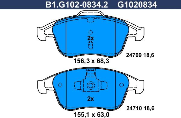 Galfer B1.G102-0834.2 - Bremžu uzliku kompl., Disku bremzes autodraugiem.lv