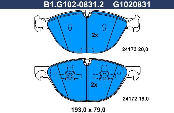 Galfer B1.G102-0831.2 - Bremžu uzliku kompl., Disku bremzes autodraugiem.lv