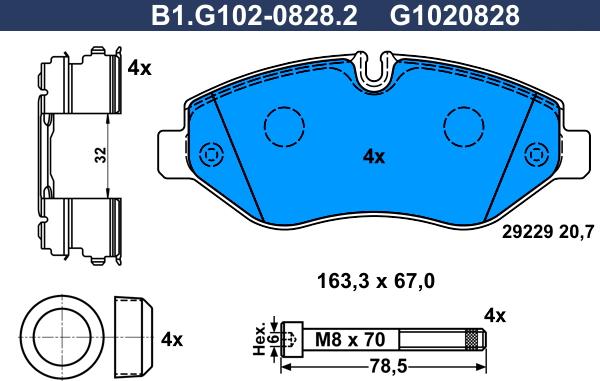 Galfer B1.G102-0828.2 - Bremžu uzliku kompl., Disku bremzes autodraugiem.lv