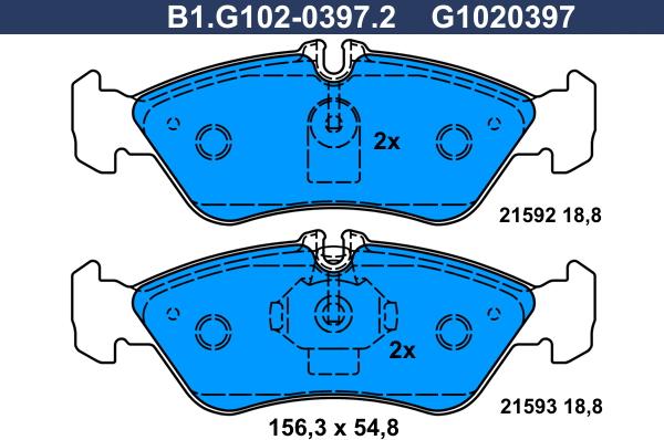 Galfer B1.G102-0397.2 - Bremžu uzliku kompl., Disku bremzes autodraugiem.lv