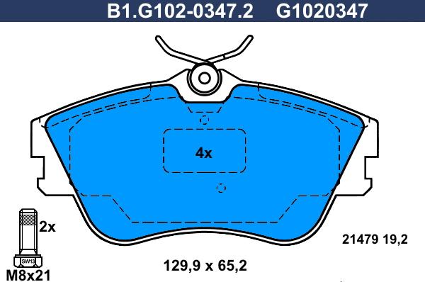 Galfer B1.G102-0347.2 - Bremžu uzliku kompl., Disku bremzes autodraugiem.lv