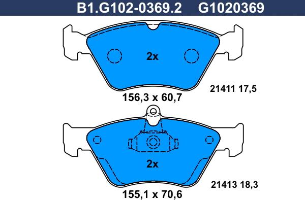 Galfer B1.G102-0369.2 - Bremžu uzliku kompl., Disku bremzes autodraugiem.lv