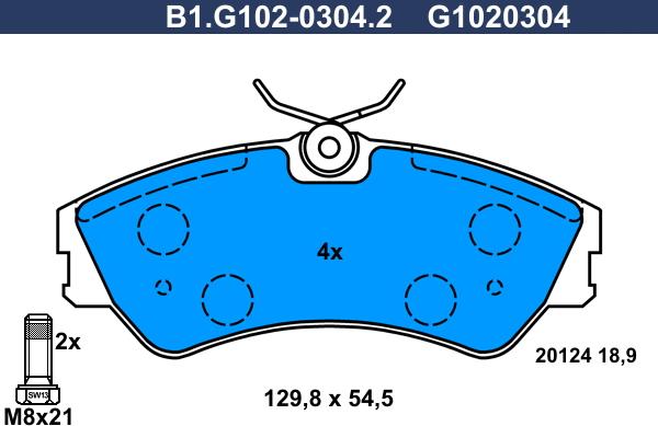 Galfer B1.G102-0304.2 - Bremžu uzliku kompl., Disku bremzes autodraugiem.lv