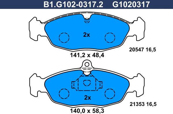 Galfer B1.G102-0317.2 - Bremžu uzliku kompl., Disku bremzes autodraugiem.lv