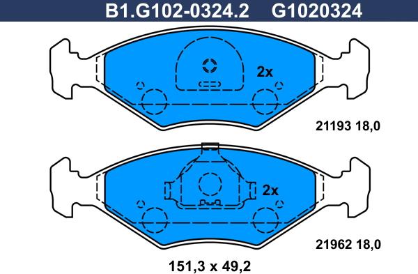 Galfer B1.G102-0324.2 - Bremžu uzliku kompl., Disku bremzes autodraugiem.lv