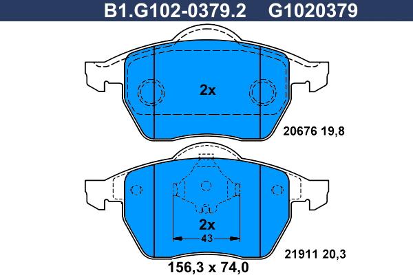 Galfer B1.G102-0379.2 - Bremžu uzliku kompl., Disku bremzes autodraugiem.lv