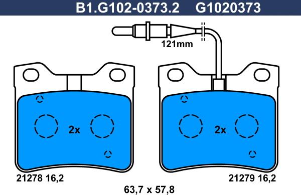 Galfer B1.G102-0373.2 - Bremžu uzliku kompl., Disku bremzes autodraugiem.lv
