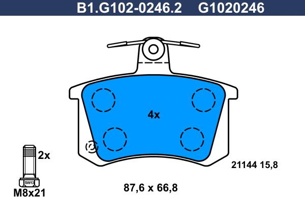 Galfer B1.G102-0246.2 - Bremžu uzliku kompl., Disku bremzes autodraugiem.lv
