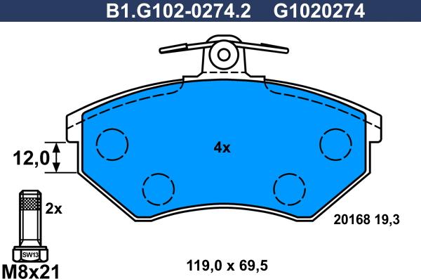 Galfer B1.G102-0274.2 - Bremžu uzliku kompl., Disku bremzes autodraugiem.lv