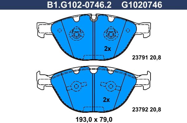 Galfer B1.G102-0746.2 - Bremžu uzliku kompl., Disku bremzes autodraugiem.lv