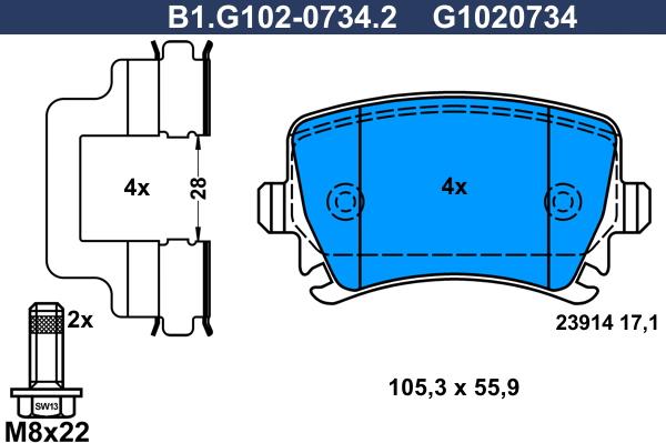 Galfer B1.G102-0734.2 - Bremžu uzliku kompl., Disku bremzes autodraugiem.lv